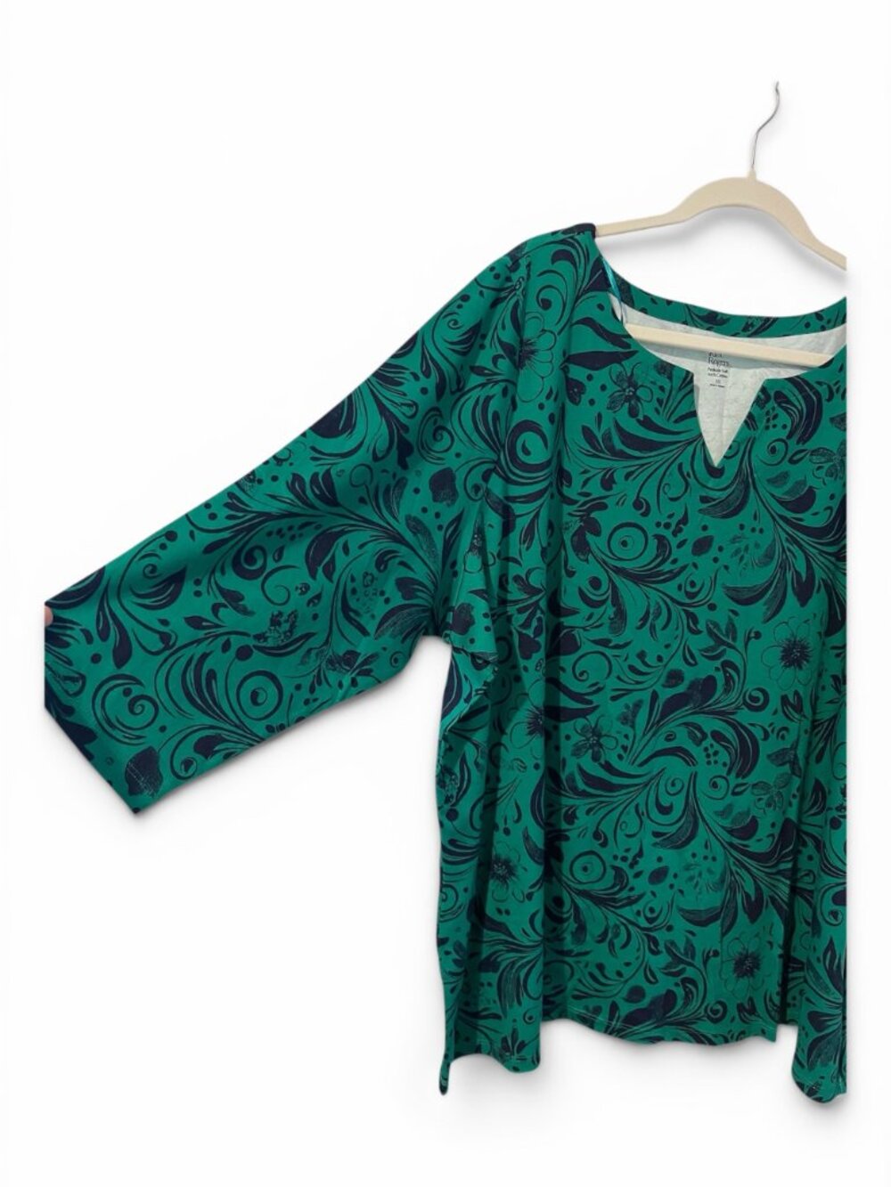 Kim Rogers Plus Size 3/4 Sleeve Split Neck Top 3XL 100% Cotton - Picture 5 of 6